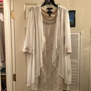 New 2 piece, R & M Richards cocktail evening dress, light taupe. Size 12.